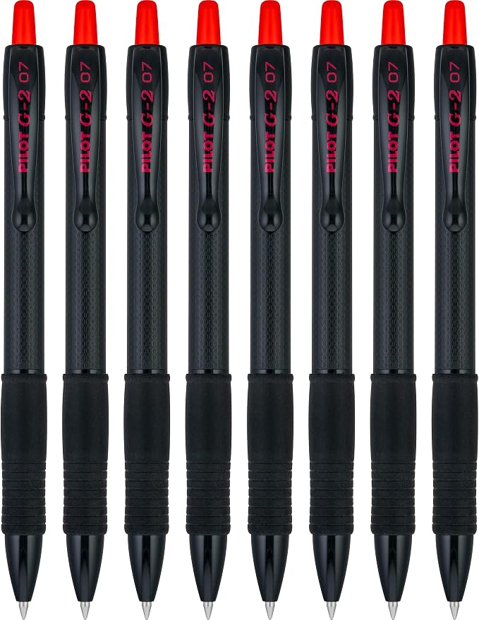 Pilot G2 Edge Red, Premium Gel Roller Pens, Sensory Writing Experience, 8ct box, Fine Point 0.7 mm