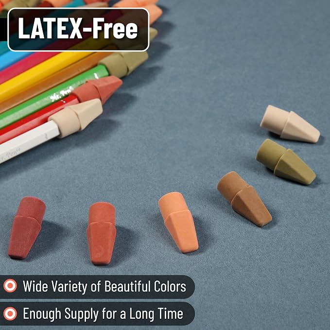 Mr. Pen- Pencil Erasers Toppers, 120 Pack, Colorful, Latex Free, No Smudge | Mr Pen Erasers for Pencils