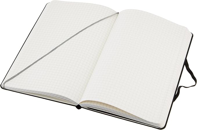 Amazon Basics Classic Grid Notebook for Writing and Note Taking, Hardcover, Graph Ruled, 240 Pages, 5" x 8.25", Black (Pack of 2)