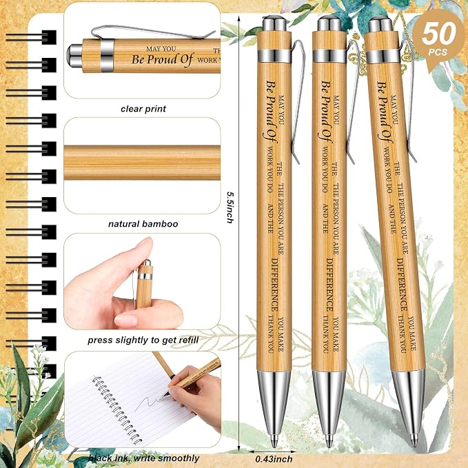Yeaqee 100 Pcs Employee Appreciation Gifts Inspirational Gifts Set Mini Spiral Notebooks with Pen May You Be Proud of The Work You Do Motivational Thanks Gift for Staff Coworkers (Proud)
