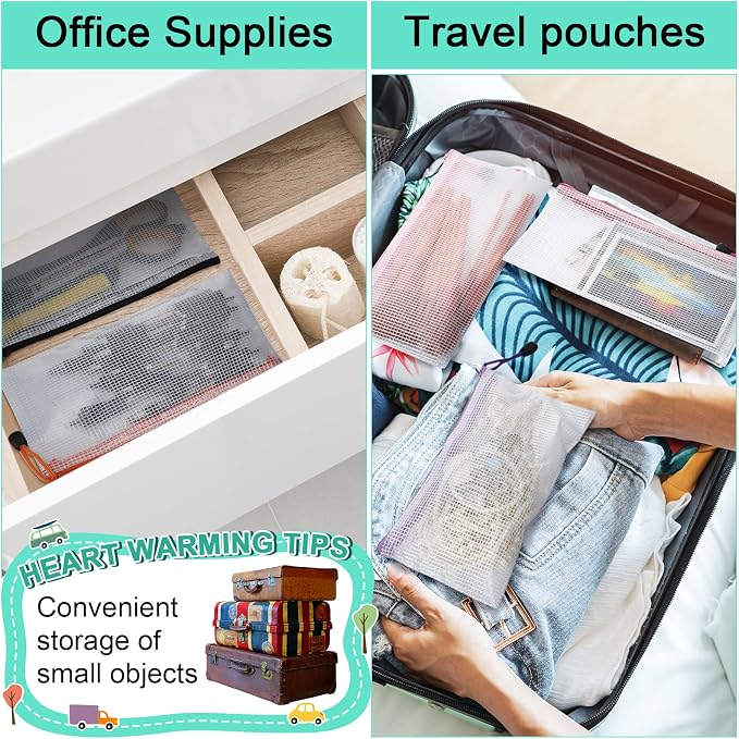 Mimorou 100 Pack Pencil Pouch Bulk Mesh Zipper Pencil Cases 9.5'' x 4.5'' Small Clear Holder Storage Case Multipurpose Cosmetics Toiletry Bags for Office File(Fresh Color)