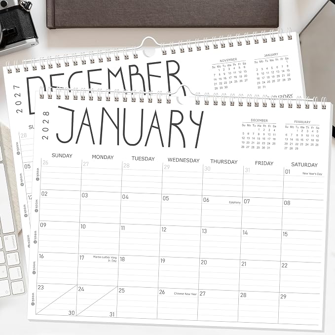 GuassLee Wall Calendar 2026-2028, 24-Month Academic Calendar Runs from June 2026 until May 2028,14" X 11" Hanging Monthly Planner with Thick Paper, Ruled Blocks for Home School Office Organizing
