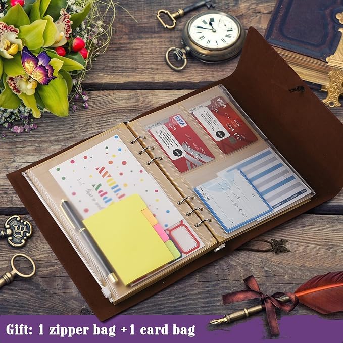 OMEYA Leather Journal Notebook, Refillable Writing Journal Diary Planner, Gifts For Women,Men, Girls, Sister, Friends(Purple, A5-9.3''×6.3'')
