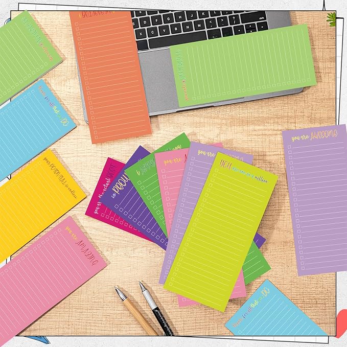 Censen 10 Pack 500 Sheets to Do List Notes Daily Checklist Notepad with 50 Sheets Undated Memo Pad Color Block Shopping List Weekly Plan Notepad Organizer Planners(Colorful,Motivation Words)