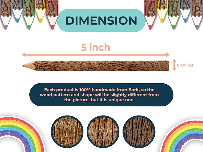 BSIRI Bark Color Wood Pencils Set Assorted-Stick Twig of 5 Inch Tree Bark Wooden Favors in Rustic Twig Pencils Unique Gifts Camping Lumberjack Decorations Party Supplies Novelty Gifts