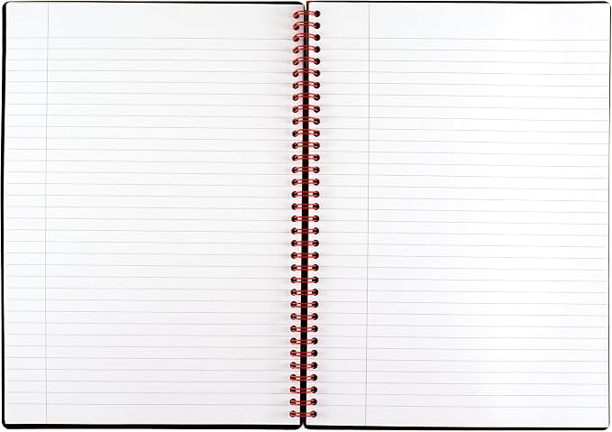 Black n' Red Notebook, Business Journal, 11-3/4" x 8-1/4", 70 Sheets, Ruled, Optik Paper, Scribzee App, Flexible Poly Cover, Wirebound, Black (E67008)