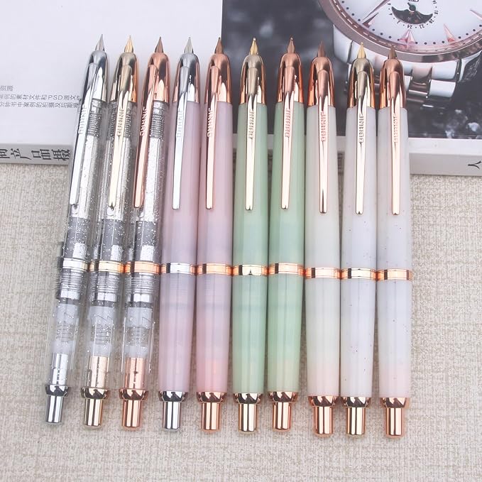 JINHAO 20 Pink Red Gold Clip Resin Press Fountain Pen EF Ink Pen with Converter School Supplies Stationery