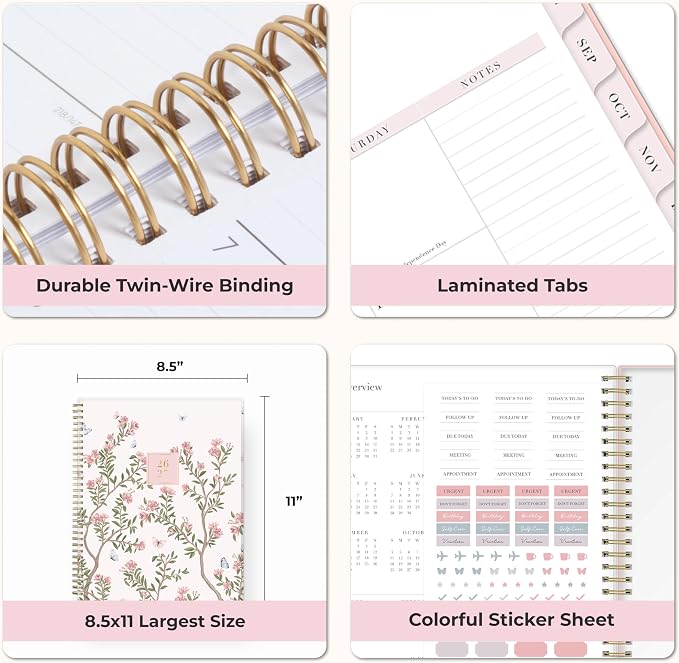 Blue Sky 2026-2027 Weekly & Monthly Academic Planner, 8.5"x11", Cherie | July 2026 - June 2027, Flexible Cover, Wirebound, Laminated Tabs, Storage Pocket, Stickers, Academic Year, Rachel Parcell