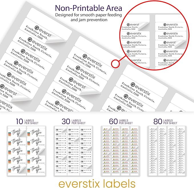 1/2" x 1-3/4", 25 Sheets, 2000 Return Address Labels for Laser & Inkjet Printers, Letter Size