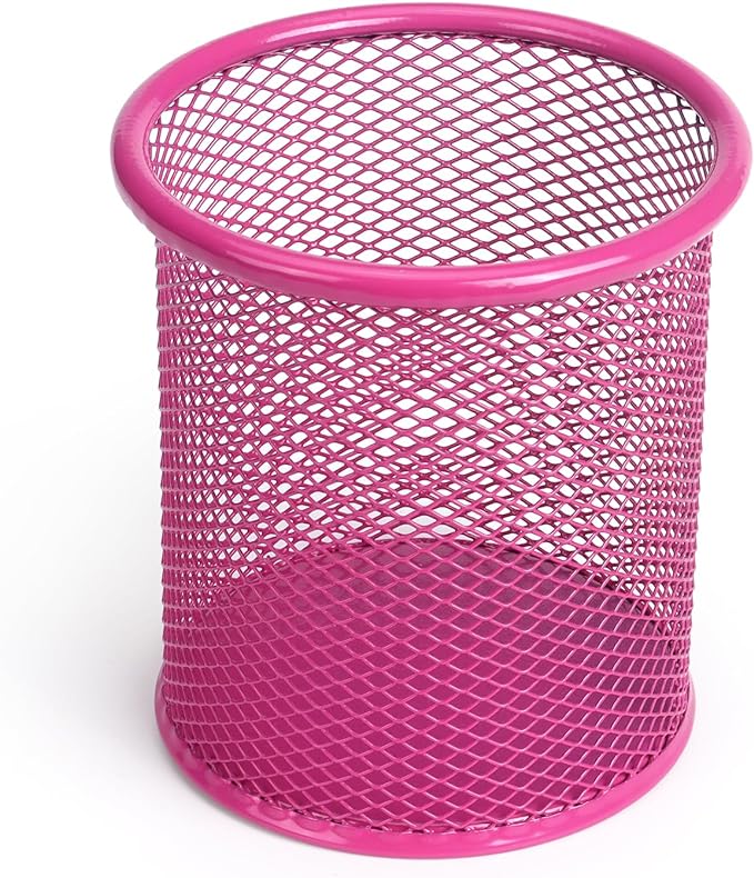 Tamaki Pen Holder Cup for Desk, Wire Mesh Pencil Cup Holder, Pink | Pen Cup for Desk Office Pen Organizer