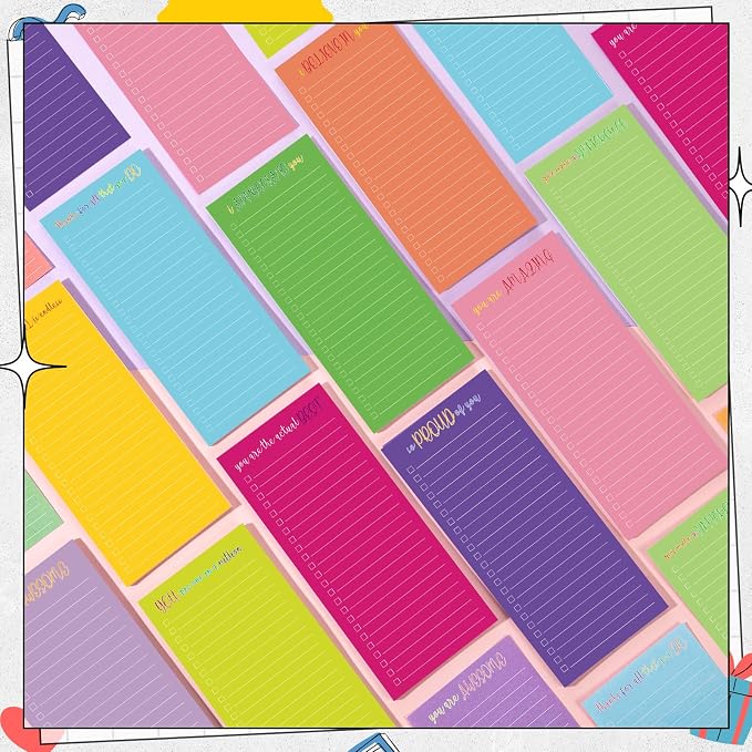 Censen 10 Pack 500 Sheets to Do List Notes Daily Checklist Notepad with 50 Sheets Undated Memo Pad Color Block Shopping List Weekly Plan Notepad Organizer Planners(Colorful,Motivation Words)