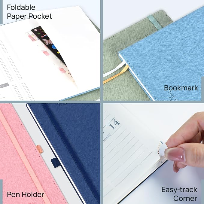 POPRUN 2027 Pocket Planner Weekly and Monthly (Purse Size-4'' x 6.25'') | Pocket Daily Calendar (Jan 2027 - Dec 2027) Appointment Book with Lined Sections, Leather Hardcover, 100GSM - Army Green