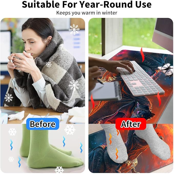 Warm Desk Pad,Heated Desk Pad,Office Mat,3 Heating Levels & 3 Hours Auto Shut-Off,31.5"*13" Gaming Mouse Laptop Keyboard Leather Desk Mat,Dinosaur Glitter Sunset