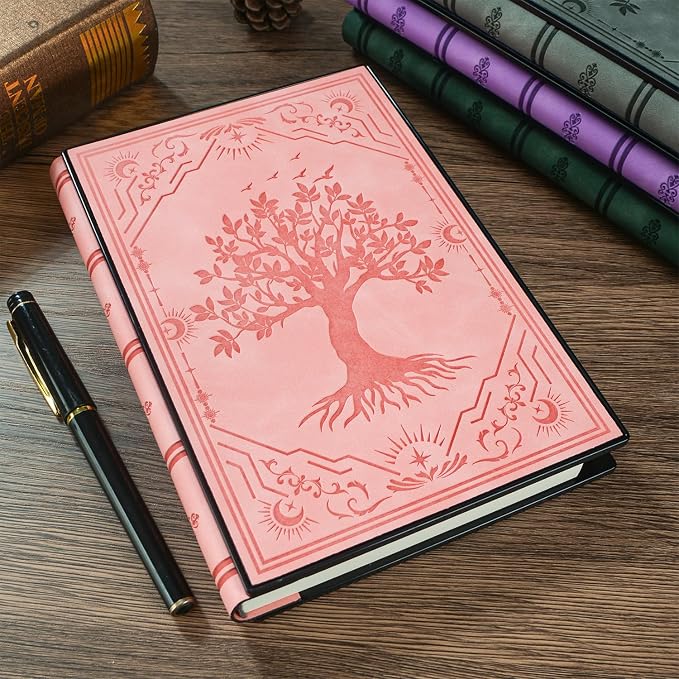 ZXHQ Diary with Lock, Hardcover(14.8 cm x 21 cm) Leather Lock Journal, Built-in Lock, 180° Lay Flat, Tree of Life Embossed Cover, 100 Gsm Thick Paper