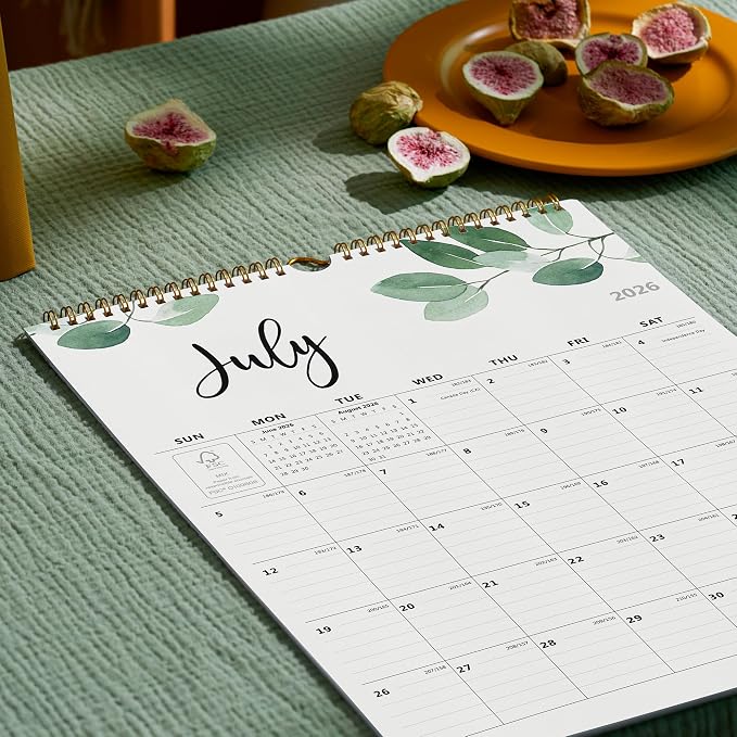 Calendar 2026-2027, Wall Calendar 2026-2027 from July 2026 to December 2027, Perfect for Home Schooling Plan, Daily Blocks with Julian Dates, Premium Monthly for Organizing,15 x 12 Inches