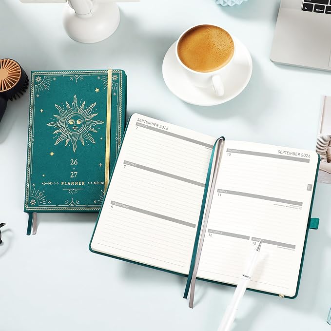 Planner 2026-2027 - Academic Planner 2026-2027, July 2026 - June 2027, 5.75" x 8.25", 2026-27 Weekly and Monthly Planner, Faux Leather planner 26-27 with Back Pocket & 40 Notes Pages - Teal