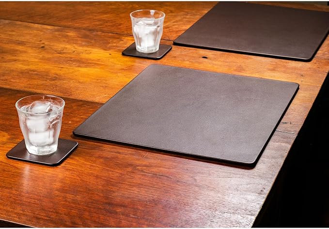 Dacasso Chocolate Brown Leather 17" x 14" Luxury Conference Table Pad - Leather Desk Blotter for Writing - Executive Desk Surface Protector
