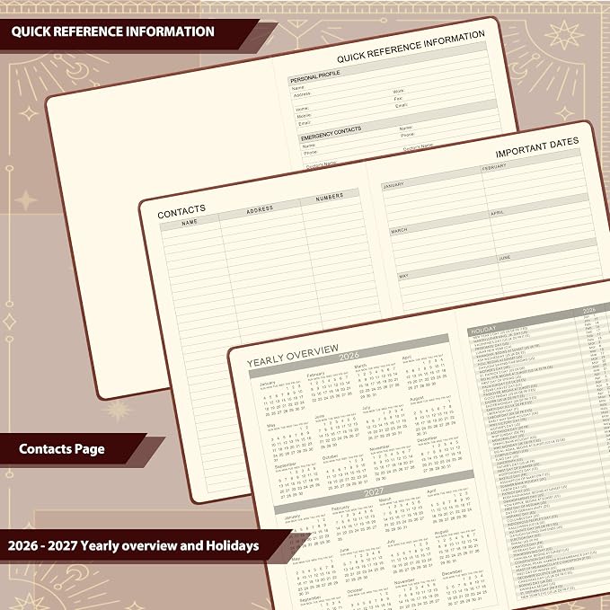 2026-2027 Planner - Academic Planner 2026-2027, 9" x 11", Jul. 2026 - Jun. 2027, Weekly and Monthly Planner 26-27, Leather Cover with Thick Paper, Back Pocket - The Sun