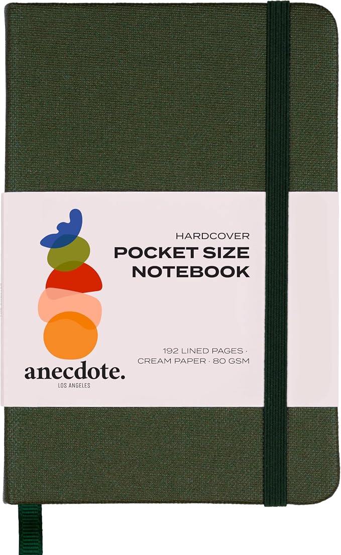 ANECDOTE. Small Journal Notebook for Men & Women, 192 Pages | Thick 80 GSM Lined Paper| Hardcover (5.5"x3.5" Pocket Size) | Daily Journaling Diary for Work, Travel, School & Office Use (Evergreen)