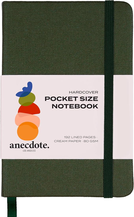 ANECDOTE. Small Journal Notebook for Men & Women, 192 Pages | Thick 80 GSM Lined Paper| Hardcover (5.5"x3.5" Pocket Size) | Daily Journaling Diary for Work, Travel, School & Office Use (Evergreen)