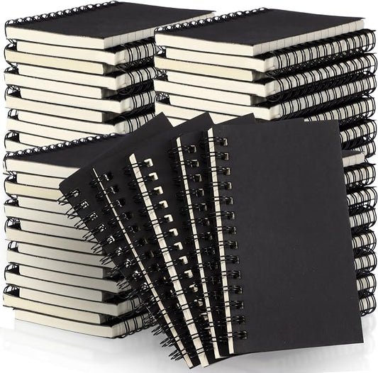 Jutom 54 Pcs Small Spiral Notebooks Memo Pads 3x5 Bulk Small Pocket Notepads Back to School Supplies Mini Notebook with Lined Mini Journals for Office & Work, 120 Pages (Black)