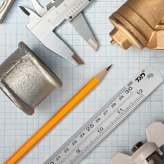 ZZTX Metal Ruler 12 Inches Stainless Steel 6 Pack | Rust-proof, Straight edge, Precise markings, Clear read