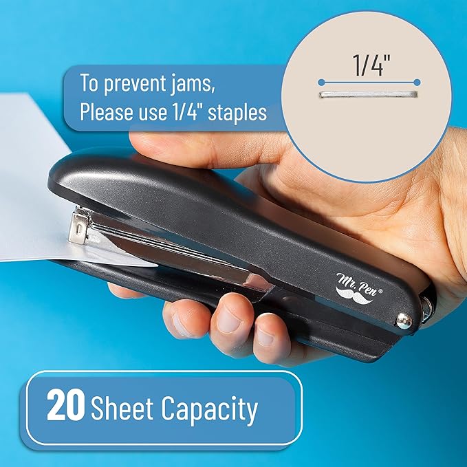 Mr. Pen- Staplers with 200 Staples, 20 Sheet Capacity, Pack of 2 | Staplers for Desk, Office Stapler, Desk Stapler, Stapler with Staples, Black Stapler, Paper Stapler, Stapler and Staples