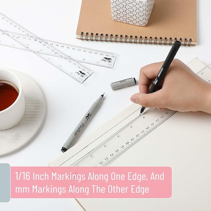 Mr. Pen- Bulk Plastic Rulers, 12 Inch, 6 Pack, Easy-to-Read Markings | Scratch-Resistant Design, Durable Clear Ruler for Crafting Office & School, School Supplies, Bulk Rulers Set, Measuring Tools