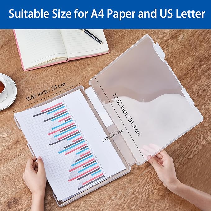 A4 Paper Storage Box, 8.5 x 11 Project Case for US letter, Thick Scrapbook Storage Boxes Craft Storage Box Art Supplies Storage and Organization (4, Type A (12.59 x 9.45 x 1.18 inches))