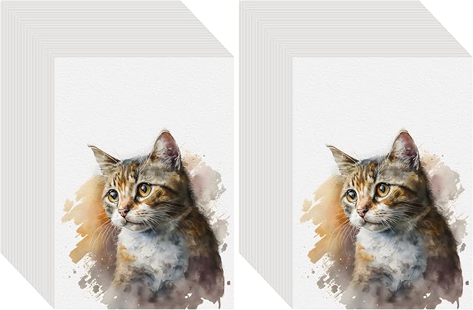 100PCS 5x7 Watercolor Paper Bulk, 140lb/300g Cold Press Thick Water Color Paper Pad for Child Adult, White Art Paper for Drawing Painting Markers Gouache, Textured Cotton Paper Sheets (Pack of 2)