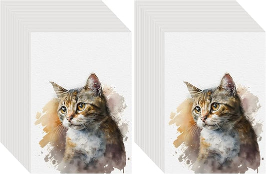 100PCS 5x7 Watercolor Paper Bulk, 140lb/300g Cold Press Thick Water Color Paper Pad for Child Adult, White Art Paper for Drawing Painting Markers Gouache, Textured Cotton Paper Sheets (Pack of 2)