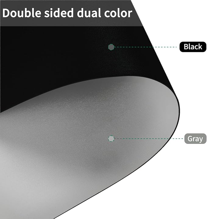 Faux Leather Table Cover,1.8mm Thick,30x60 Inch Desk Cover,Large Desk Mat,Table Protector,Table Cover Protector,Craft Mats to Protect Table(Black+Gray,30x60)