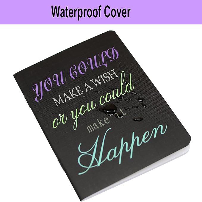 YYaaloa 48pcs Mini Notepads Black Inspirational Pocket Notebooks, Happy Journal Small Notebooks Bulk for Party Office Home Coworkers Travel Gift Present Supplies (48pcs-8styles, Black Inspirational)