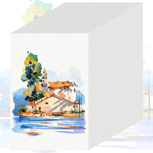 105 Sheets Watercolor Paper 9x12, Cold Press Watercolor Paper Bulk, 140 LB/300 GSM Water Color Paper 9x12, Art Supplies for Kids Adults, Watercolor Paper Pad for Painting, Sketching, Acrylic, Gouache