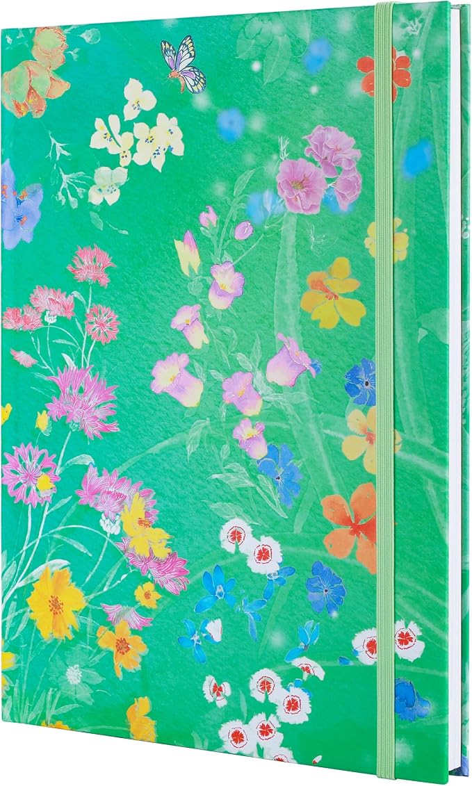 SIIXU A5 Colorful Blank Journal for Writing & Scrapbook, 192 Pages Notebook | Hand-illustrated by an Artist, Elastic Closure, 2 Ribbon Bookmark, Unique Beautiful Pages, 100gsm No-bleed Paper,Lay-flat