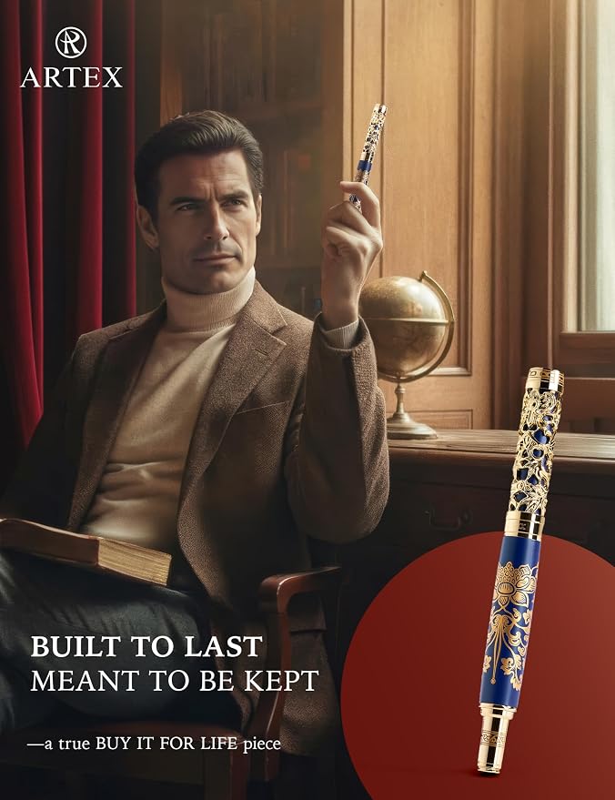 ARTEX Executive Rollerball Pen-Museum Collections-Crafting Timeless Beauty-Luxury Pen Gift & Office Desk Decor, German SCHMIDT refill, Solid Metal Texture