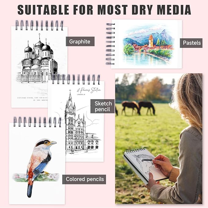 Sketch Book, 5.5" x 8.5" Sketchbook with 60 Sheets (68lb/100gsm), 1 Pack Drawing Pad Acid Free Drawing Book Sketch Pad for Kids Adults Beginners Artists