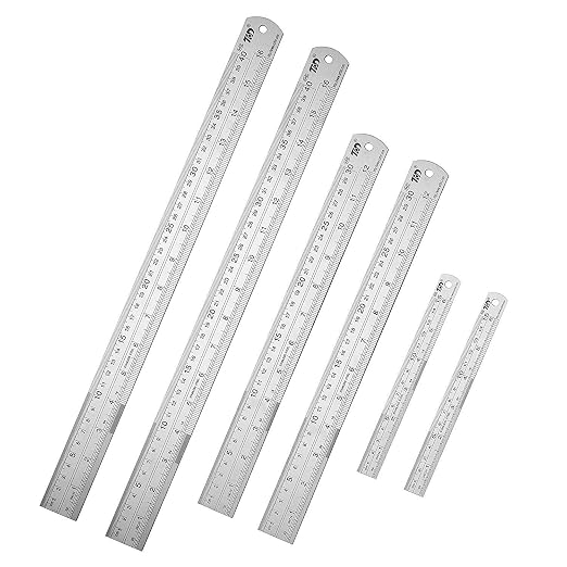 ZZTX Metal Ruler 6 Inch 12 Inch 16 Inch Stainless Steel 6 Pack | Rust-proof, Straight edge, Precise markings, Clear read