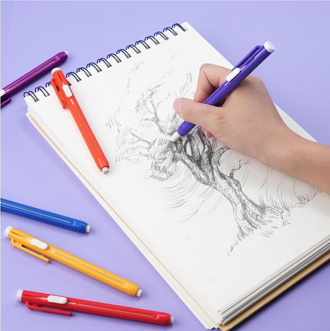 Mr. Pen- Retractable Mechanical Eraser Pens, 6 Pack, Sunset Colors | Latex-Free Precision Pencil Erasers for Artists, Students, Drawing, Sketching & Drafting