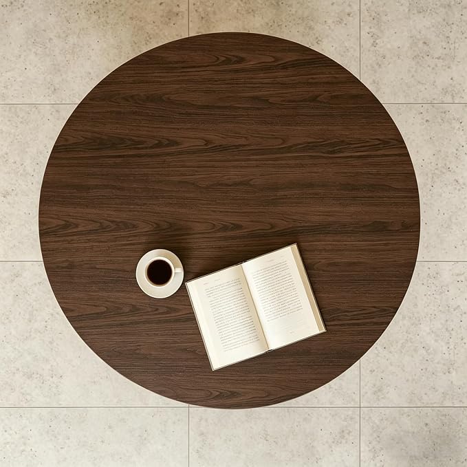 Small Round Table Cover - Can Be Used On Both Sides Waterproof and Easy to Clean Good Flatness Used for Coffee Table Dining Table(Walnut Wood Grain Dia.24Inch)