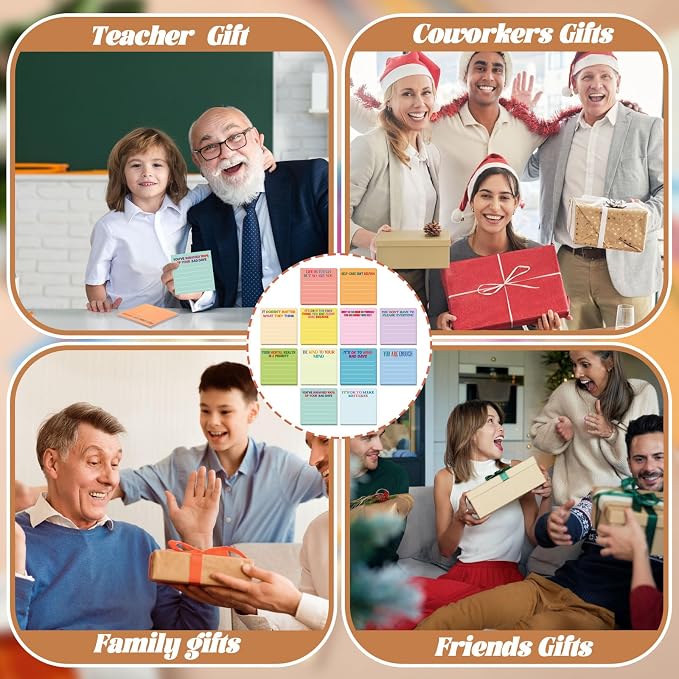 Yinder 24 Pcs Inspirational Sticky Notes, Back to School Supplies, Cute Motivational Sticky Notes Pad Employee Appreciation Gifts Bulk for Teacher Coworker Office 3 x 3'' (Mental Health,Light Colors)