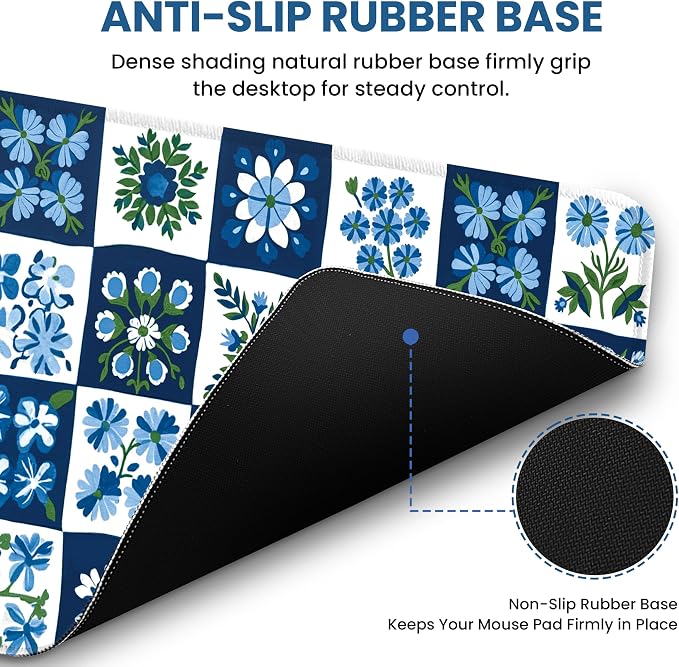 Large Mouse Pad for Desktop, Cute Desk Mat Pad Protector for Work & Gaming, Aesthetic Pretty Anti-Slip Laptop Blotter Cover for Office School Home Supplies, Petal Array, 31.5" x 11.8"