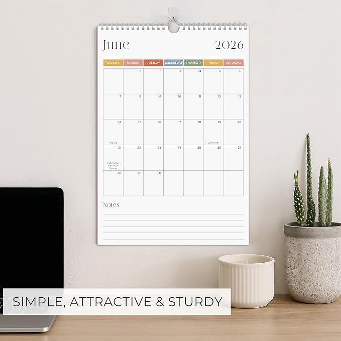 Beautiful 2026 Wall Calendar - Runs from January 2026 until July 2027 - Large 15" x 10" Office Wall Calendar for Easy Organizing