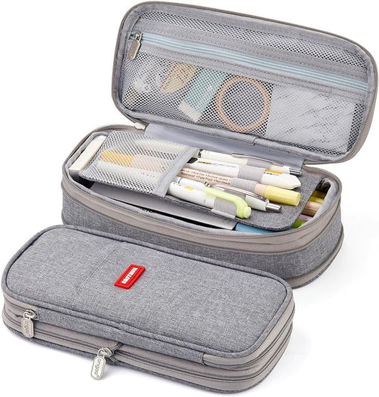 EASTHILL Big Capacity Pencil Pen Case Office College School Large Storage High Capacity Bag Pouch Holder Box Organizer (Gray)