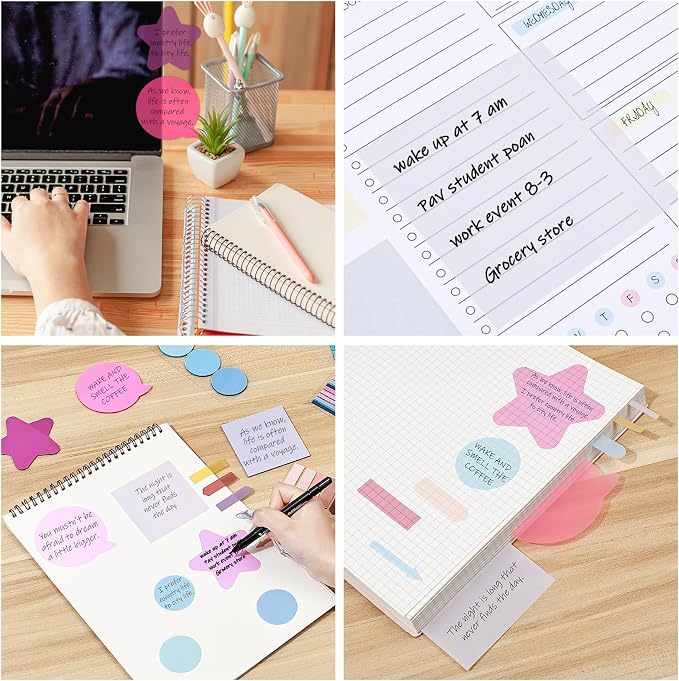 BAYTORY 1700 Sheets Transparent Sticky Notes, See Through Sticky Tabs | Book Annotation Kit for Bible Study, 4Pcs Double Marker Pens, Transparent Index Tabs for Annotation Kit (Pink Blue)