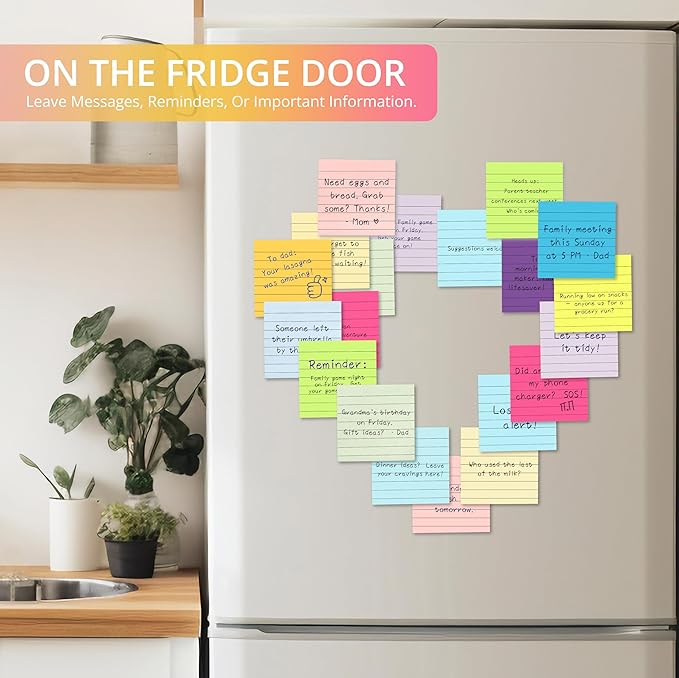 Lined Sticky Notes, 3x3 Inches, 36 pad, Self-Stick Note Pads for Office, Study & Daily Organization, Ideal for Notes and Reminders - Bright