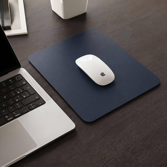 Leather Desk Pad Protector, Waterproof Mouse Pad, PU Desk Mat, Office Desk Cover, Desk Writing Mat for Office/Home/Work/Cubicle (Dark Blue) 9x8 in