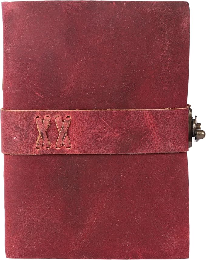 Vintage Leather Journal Handmade Buffalo Deckle Edge Paper – Leather Bound Journal for Women Men Vintage C-Lock Closure Ideal for Writing & Travel for Artists