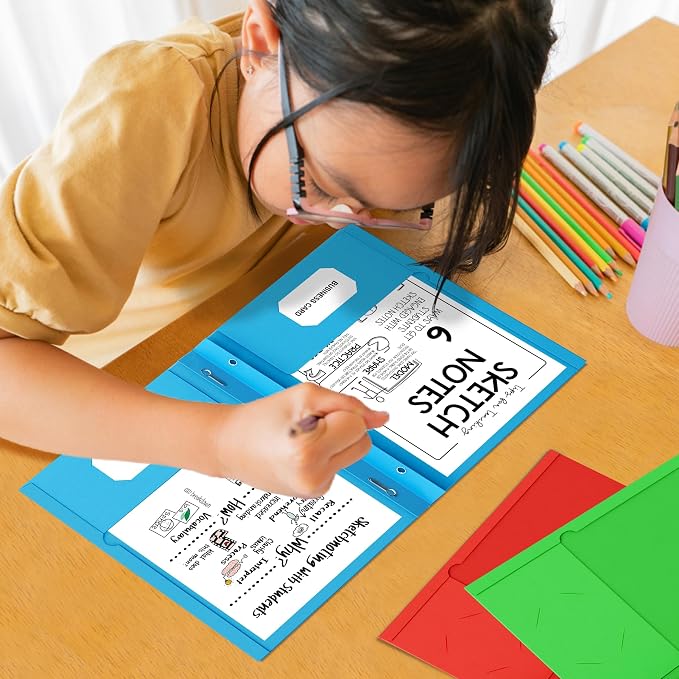 FUCDTEFC 2 Pocket Folders with Prongs, 5 Pack Paper Folders with Pockets and Prongs, File Folders with Fasteners, Heavy Duty Two Pocket 3 Prong Folders for Office School Letter Size, 5 Bright Color