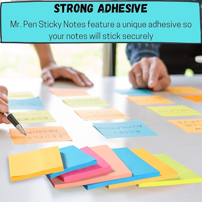 Mr. Pen- Sticky Notes Set, 15 Pack, 2"x2", 3"x3", 4"x4", 600 Sheets | Lined & Blank Notes, Self-Stick Sticky Pads for Bible Study, Office, School, Planning, Journaling & Organization